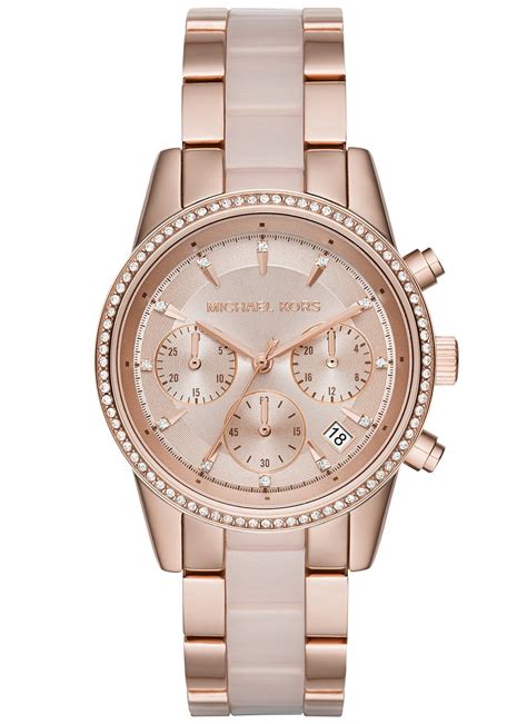 michael kors ritz rose gold-tone watch in rose gold|rose gold mk watch women's.